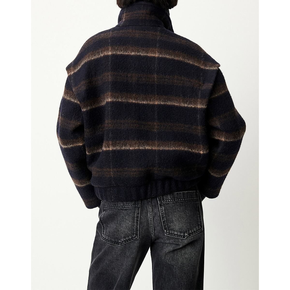 Cappotto corto in misto lana a quadri, PAOLINO navy, SESSUN