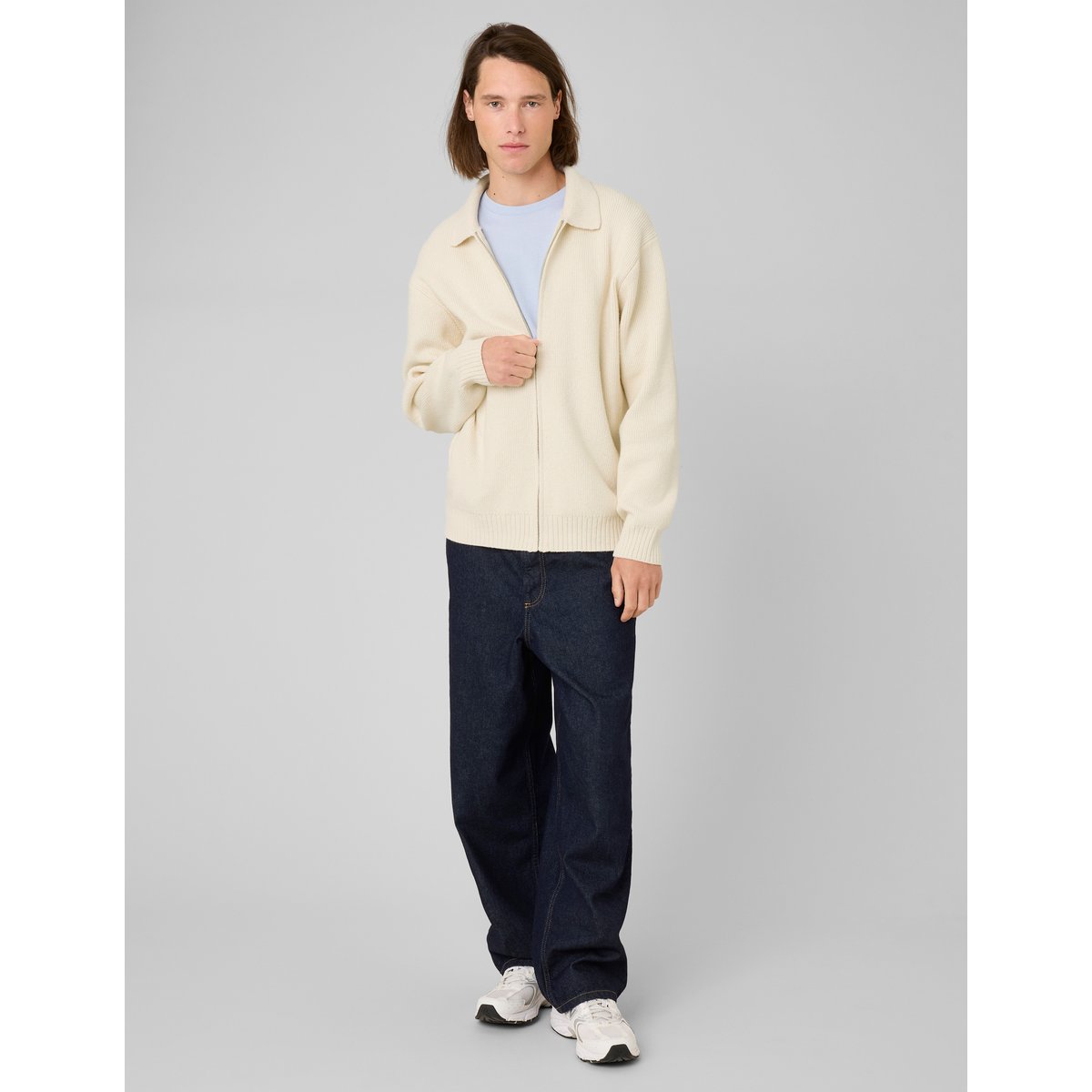 Cardigan zippé col polo naturel, BZB