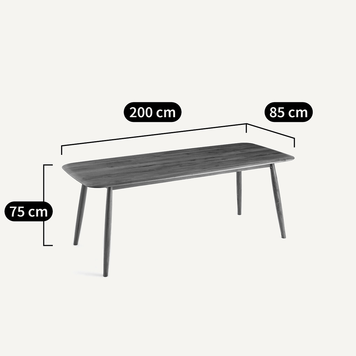 Table à manger plateau forme organique, noyer massif, 8 personnes, COMOÉ noir/teinté noyer, AM.PM