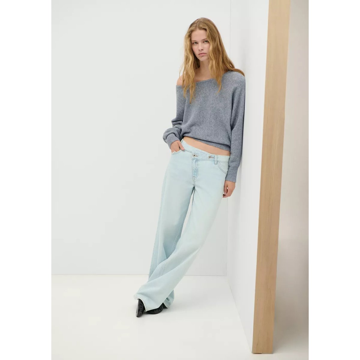 Pull-over épaules dénudées gris chiné moyen, MANGO TEEN