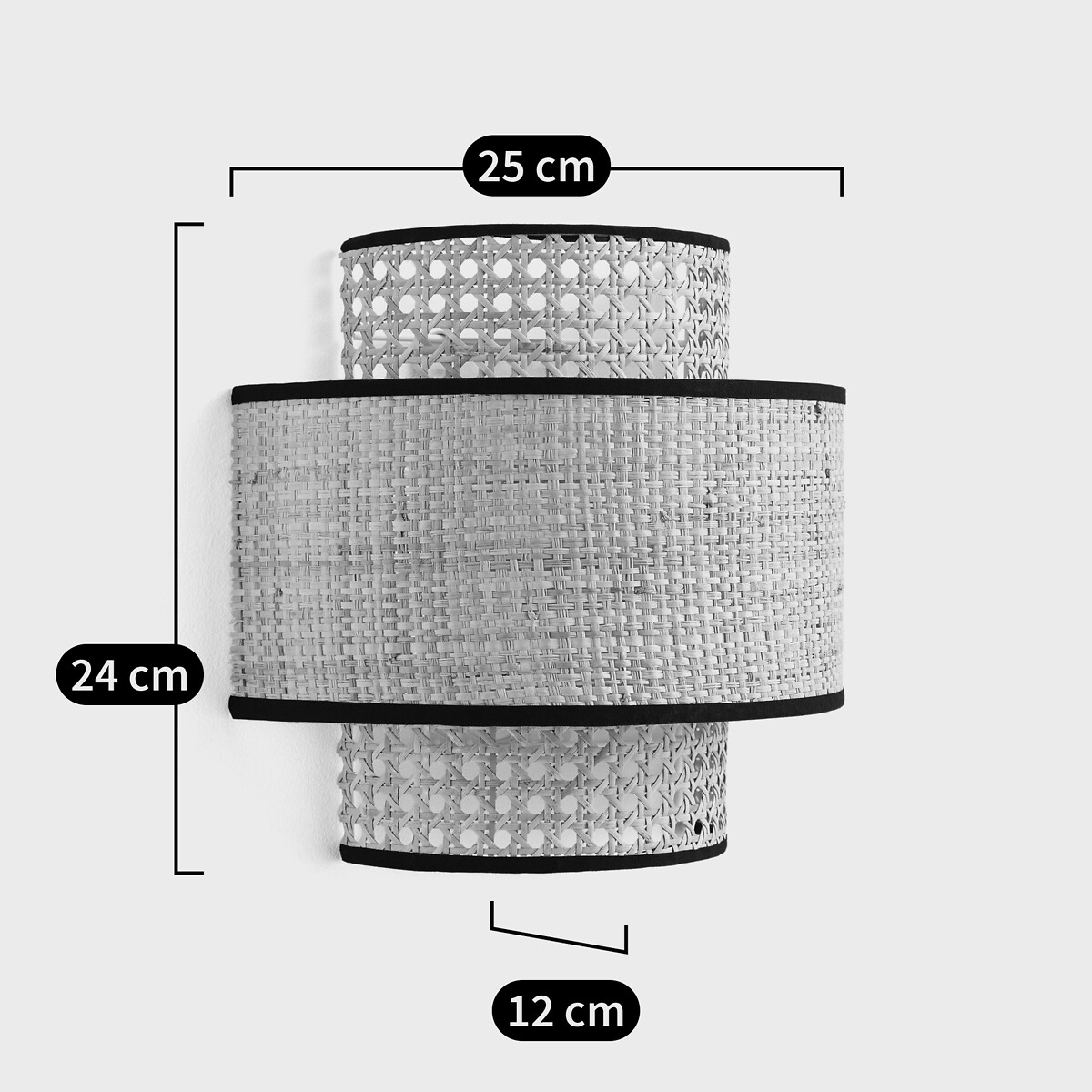 Dubbele wandlamp in rotanriet en raffia, Dolkie naturel, LA REDOUTE INTERIEURS