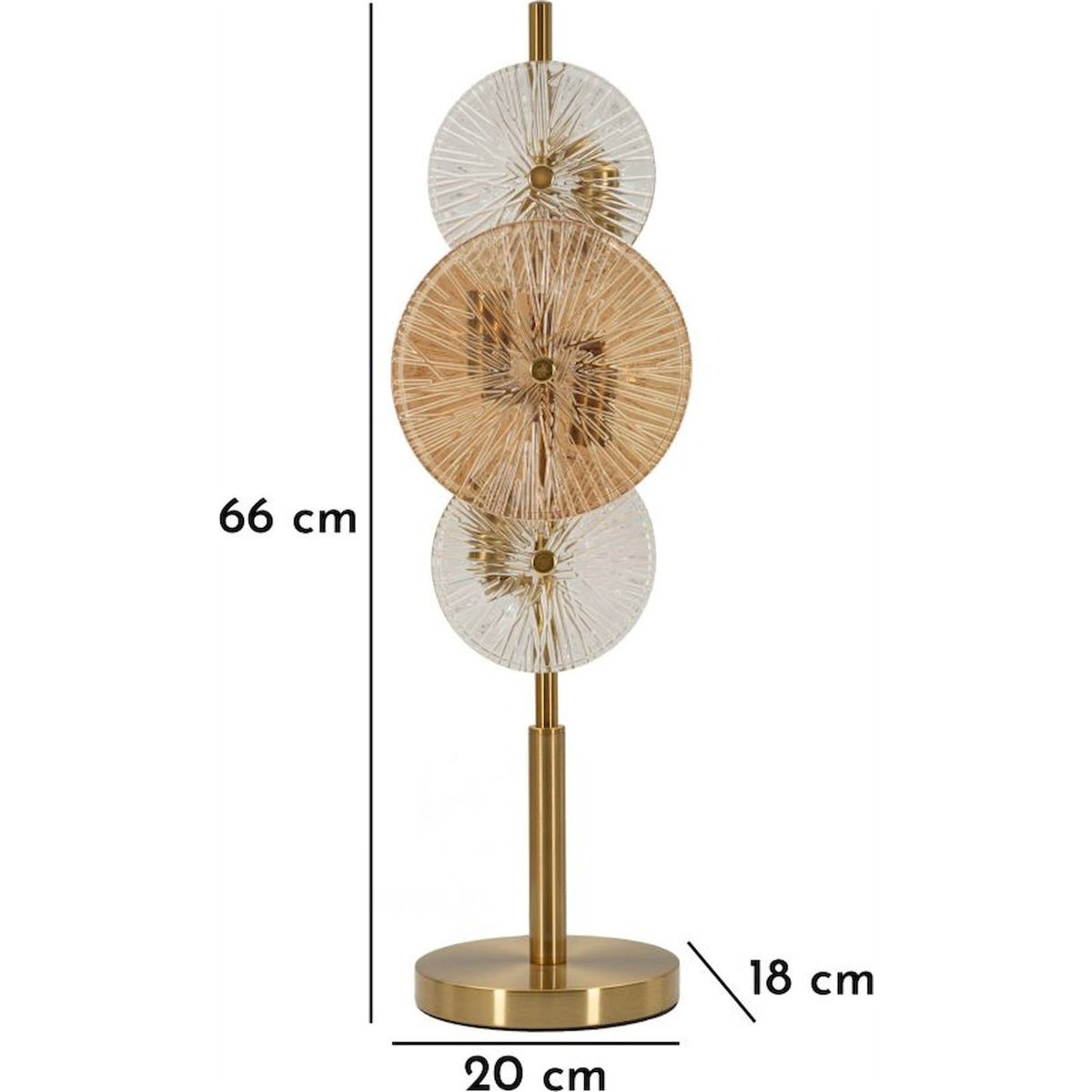 Lampe à poser en verre sculpté et fer GLAM doré brun et transparent, RECOLLECTION