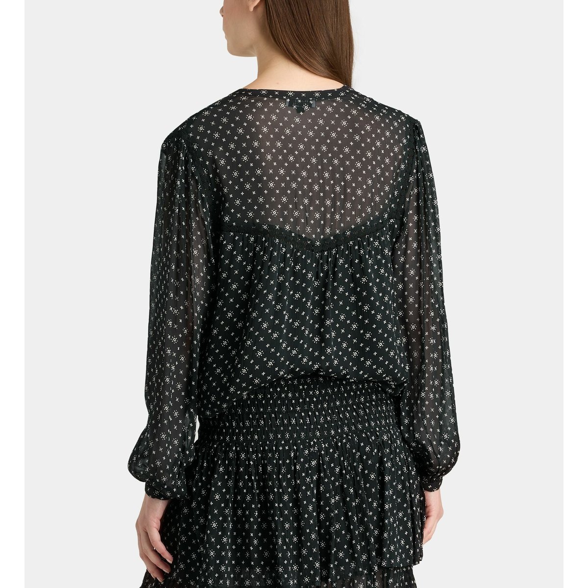 Top dina bindi ample à manches longues noir, GALERIES LAFAYETTE