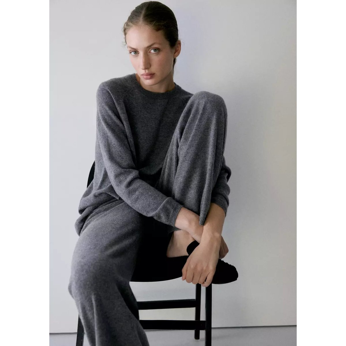 Pantalon 100 % cachemire gris, MANGO
