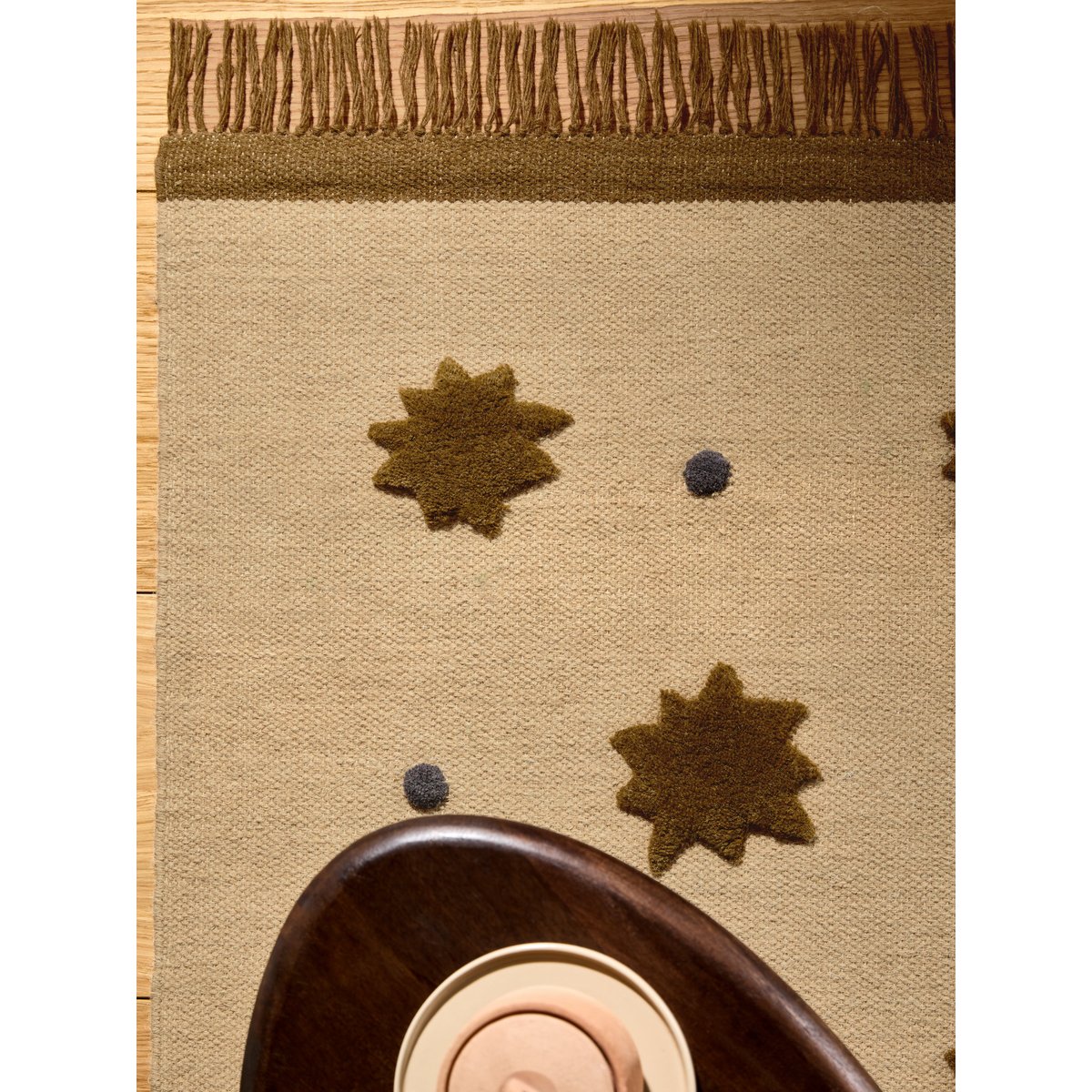 Tapis tissé plat style kilm en laine STARLIGHT beige, NOVATREND