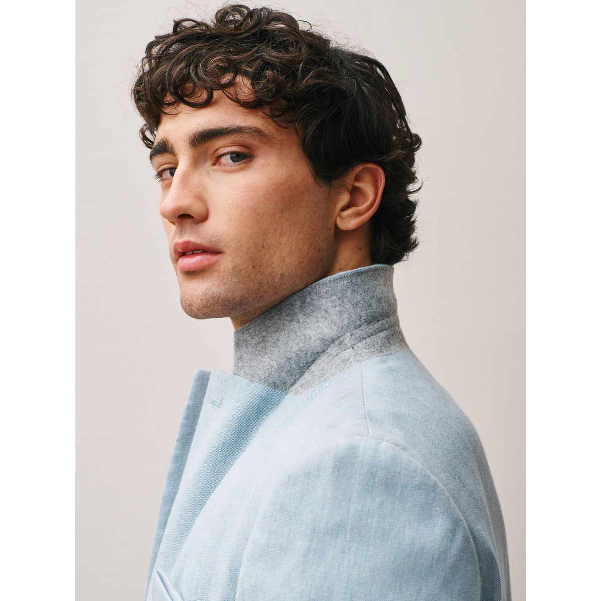 Veste costume lin stretch motionflex slim bleu clair, NEXT