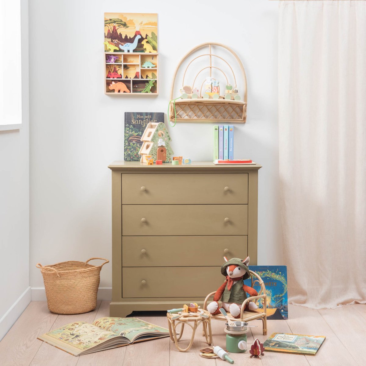 Jouets dinosaures  s en bois FSC multicolore, AMADEUS LES PETITS