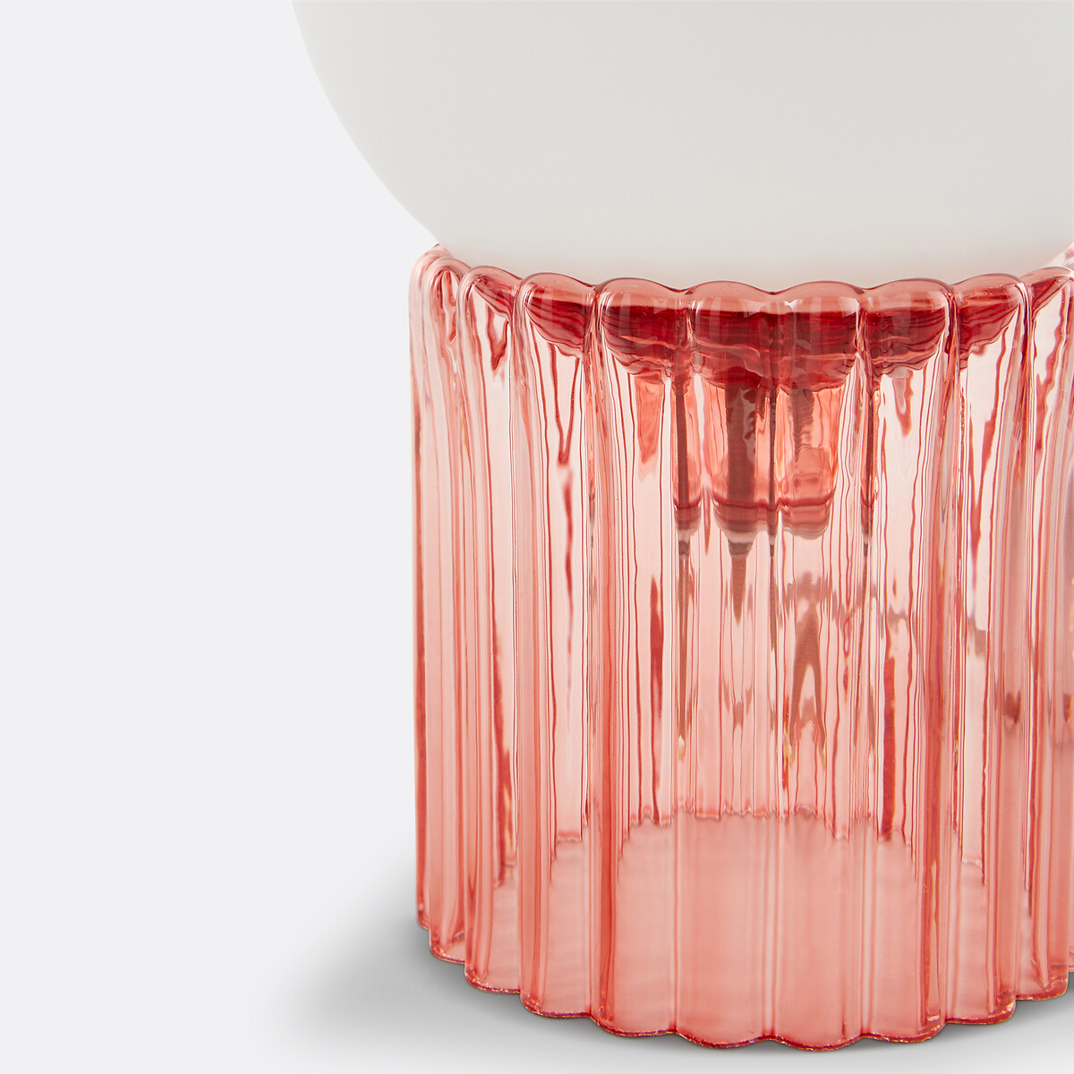 Lampe à poser, verre strié coloré et opaline, Dima rose, LA REDOUTE INTERIEURS