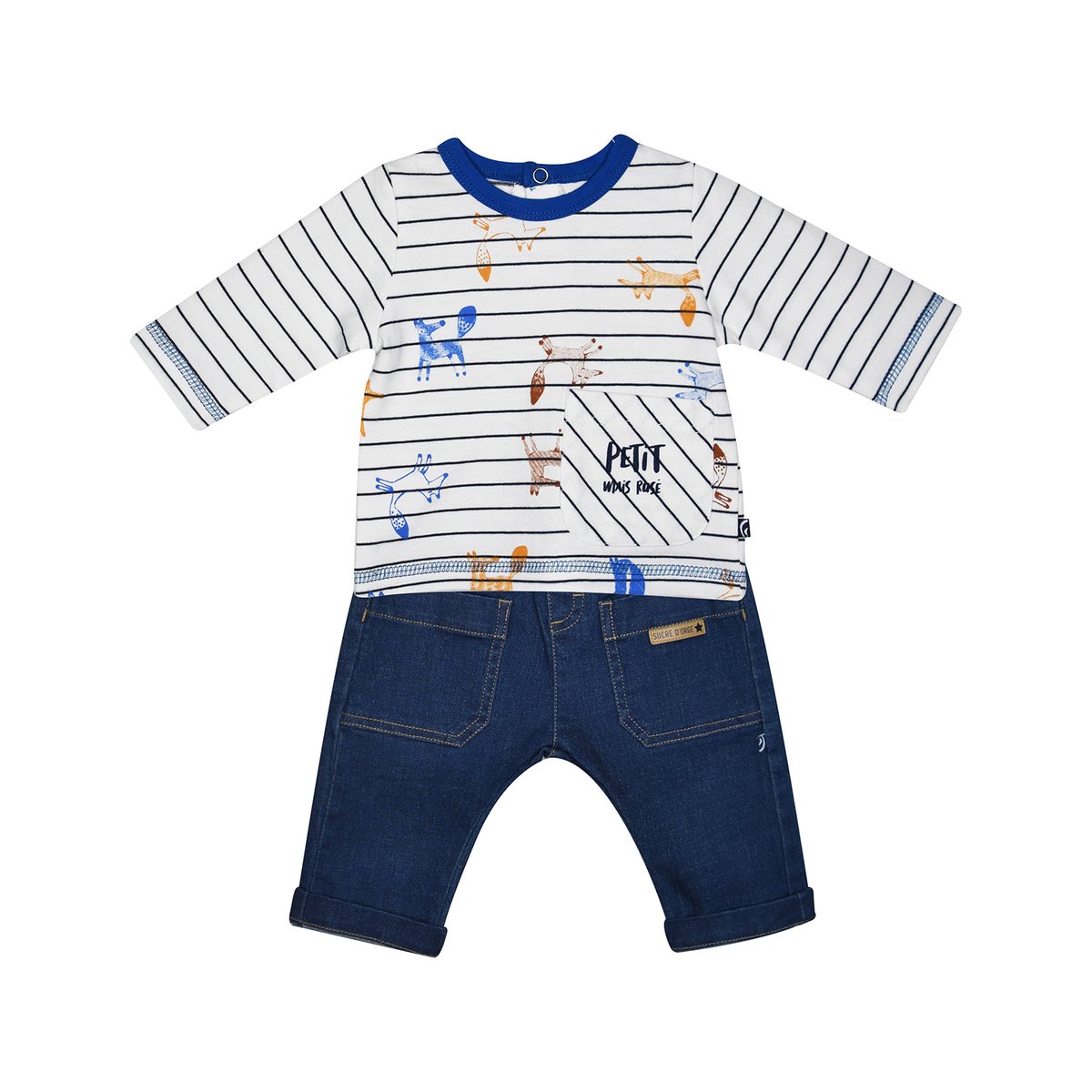 T shirt + pantalon en jean francois bleu, SUCRE D'ORGE