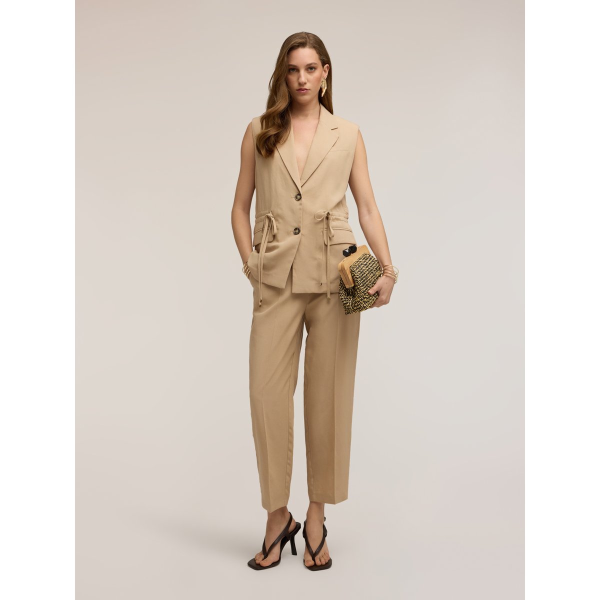 Gilet à cordon de serrage beige, MOTIVI