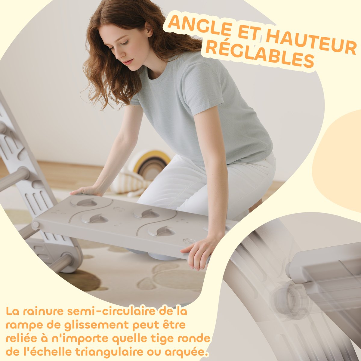 Parcours d'escalade pour enfants HDPE Gris gris, blanc, AIYAPLAY
