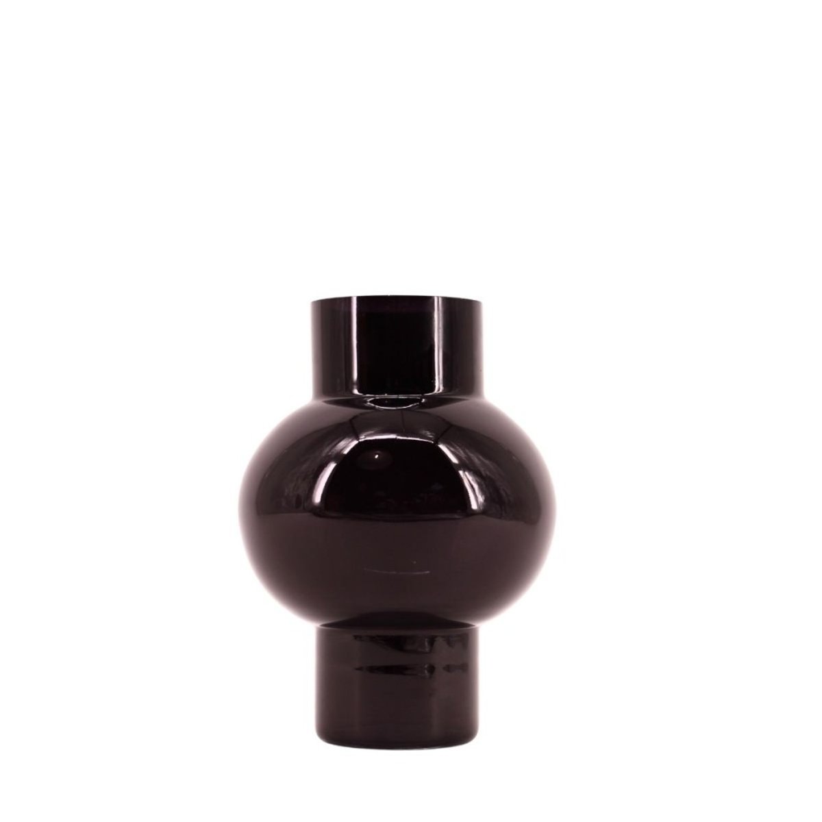 Vase boule talon en verre, H21cm noir, DECOSTAR