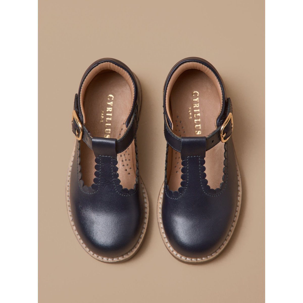 Salomés en cuir marine, CYRILLUS