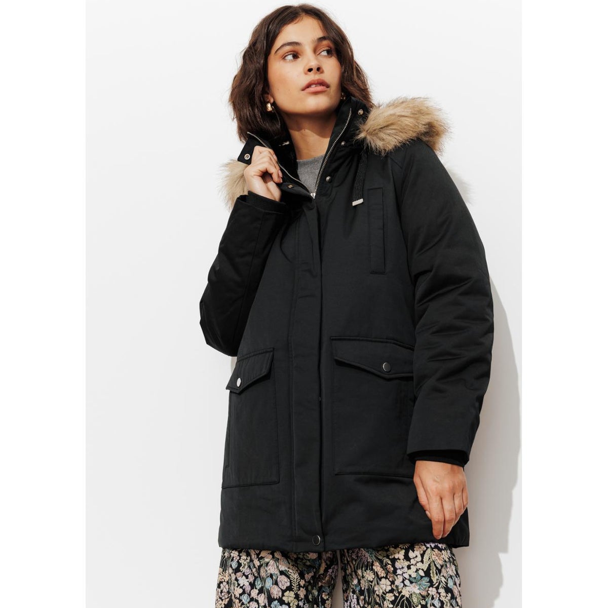 Parka chaude à capuche noir, PROMOD