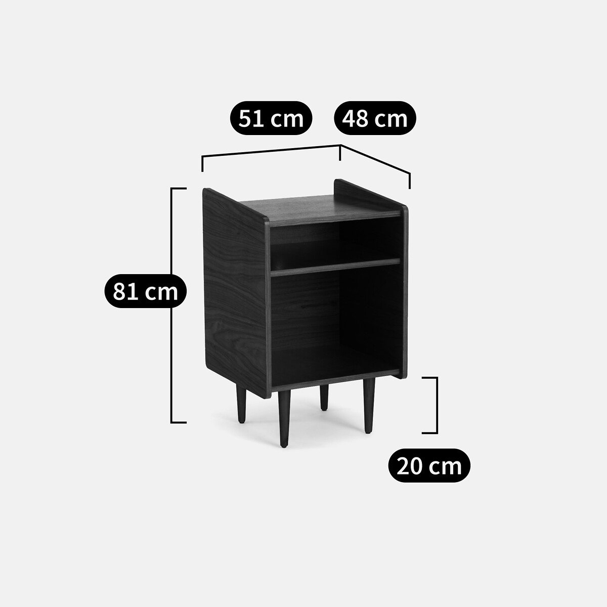 Meuble vintage pour vinyles L51 cm, Ronda noyer, LA REDOUTE INTERIEURS