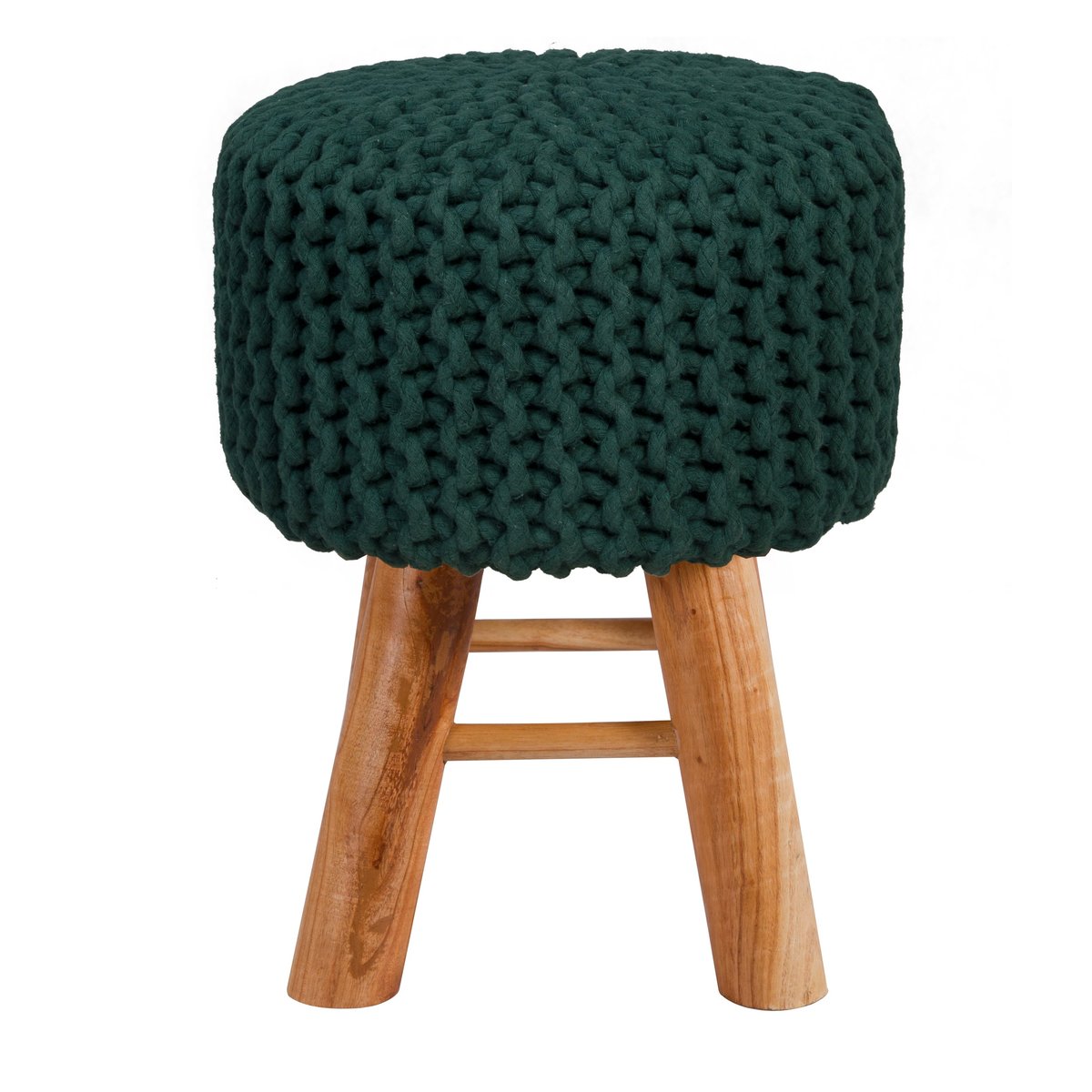 Petit tabouret tricot - LISA vert sapin, MAISON PAVANE