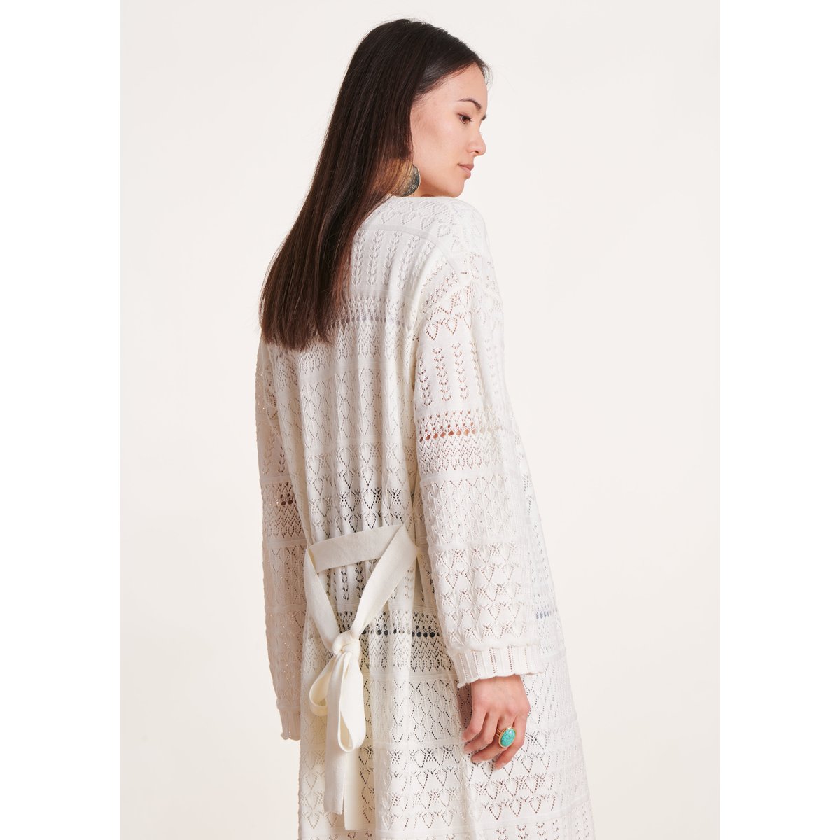Gilet long à manches longues ecru, LA FEE MARABOUTEE