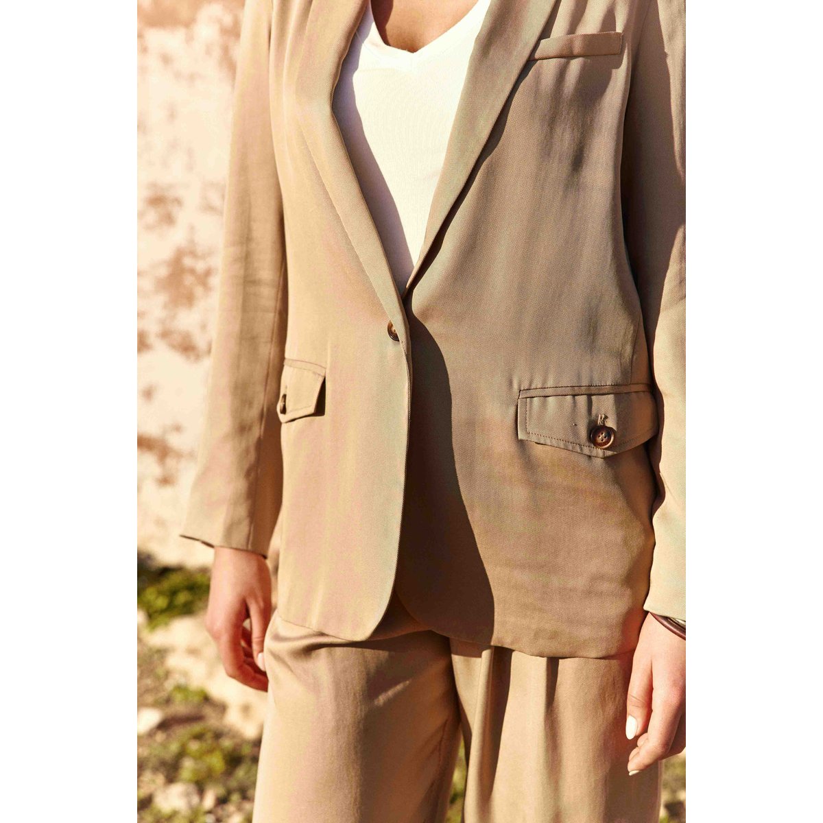 Veste  col tailleur uni VADALI 13-beige, LA PETITE ETOILE