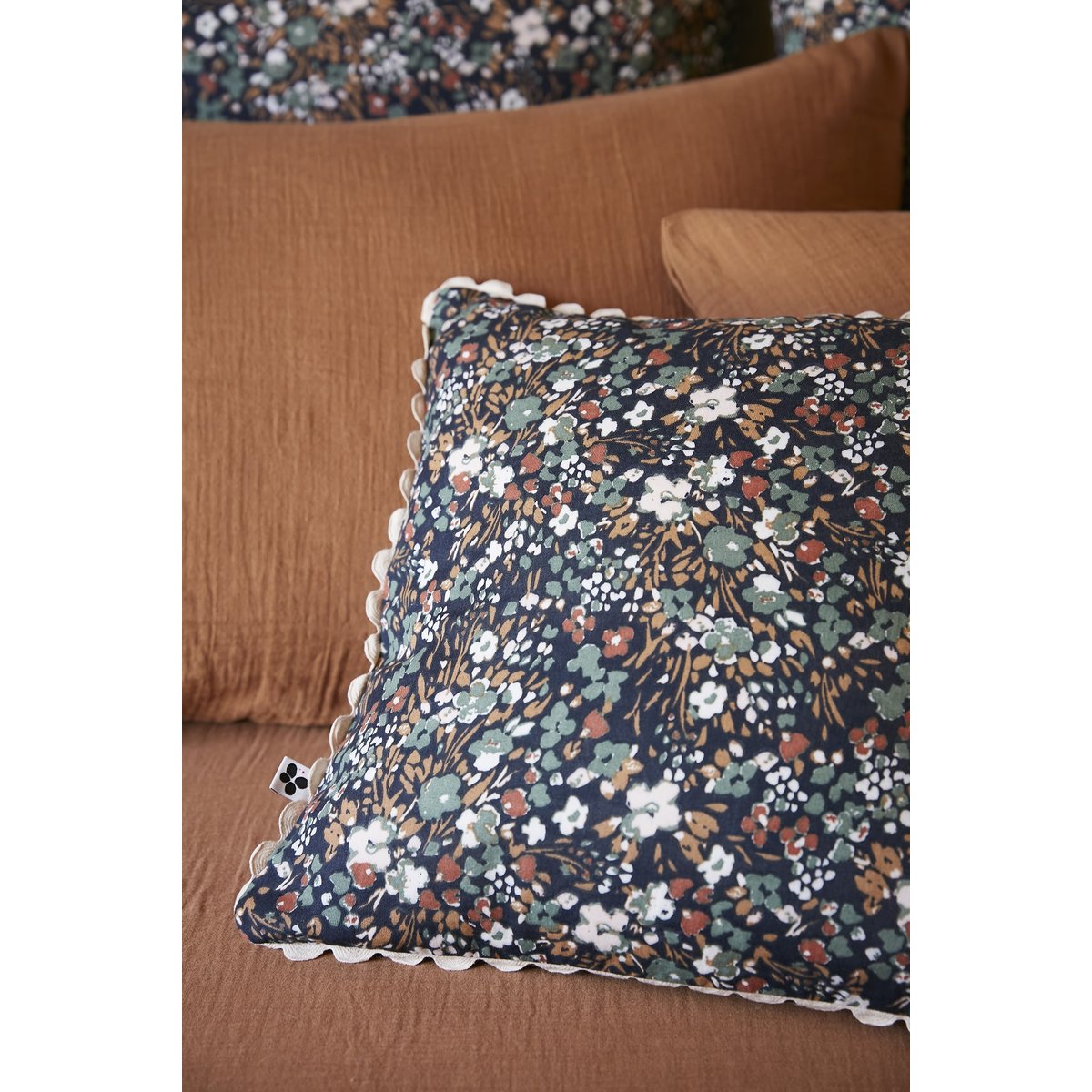 Coussin gaze de coton Capucine bleu marine, EDEN