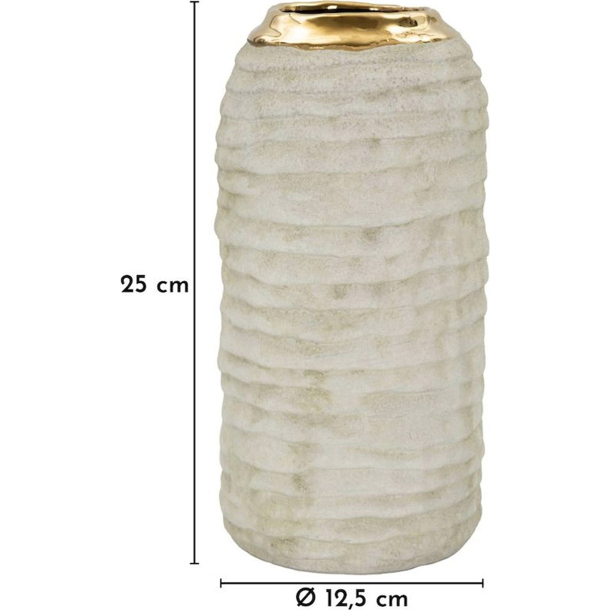 Vase en céramique à relief texturé MODERN gris et doré, RECOLLECTION