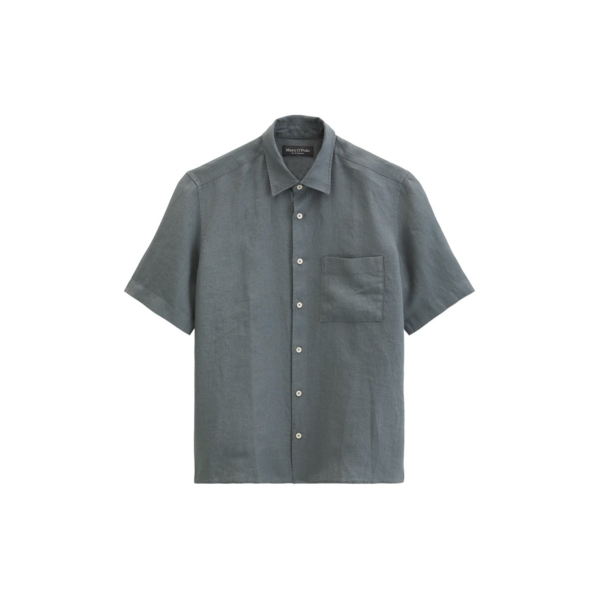 Chemise à manches courtes regular en pur lin gris foncé, MARC O'POLO
