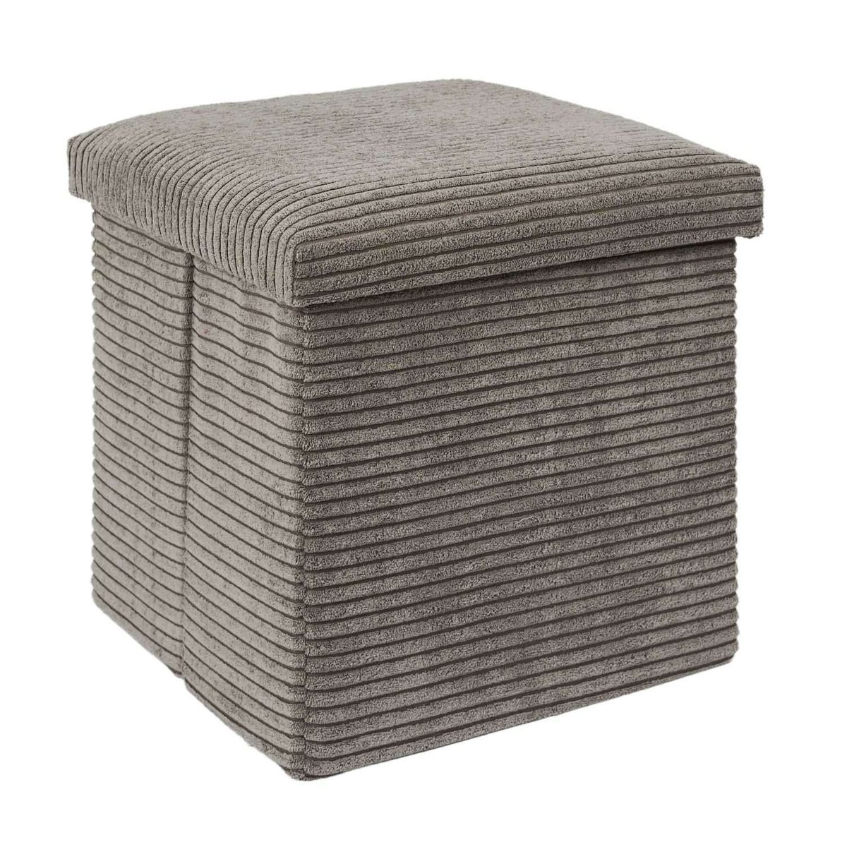 Pouf de rangement pliable en velours côtelé SCOTT taupe, THE HOME DECO FACTORY