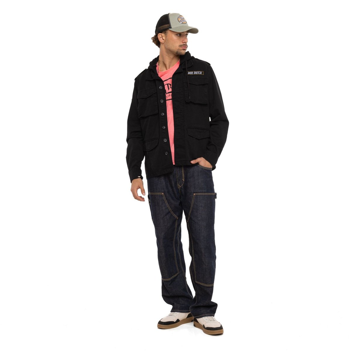 Veste militaire en coton SALT noir/blanc/orange, VON DUTCH