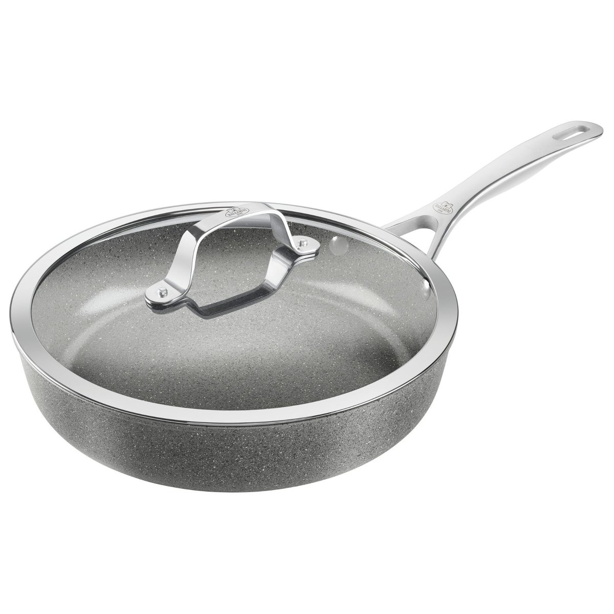 Sauteuse avec couvercle, 28 cm, Aluminium, Revêtement antiadhésif en céramique renforcée en titane gris pierre, BALLARINI