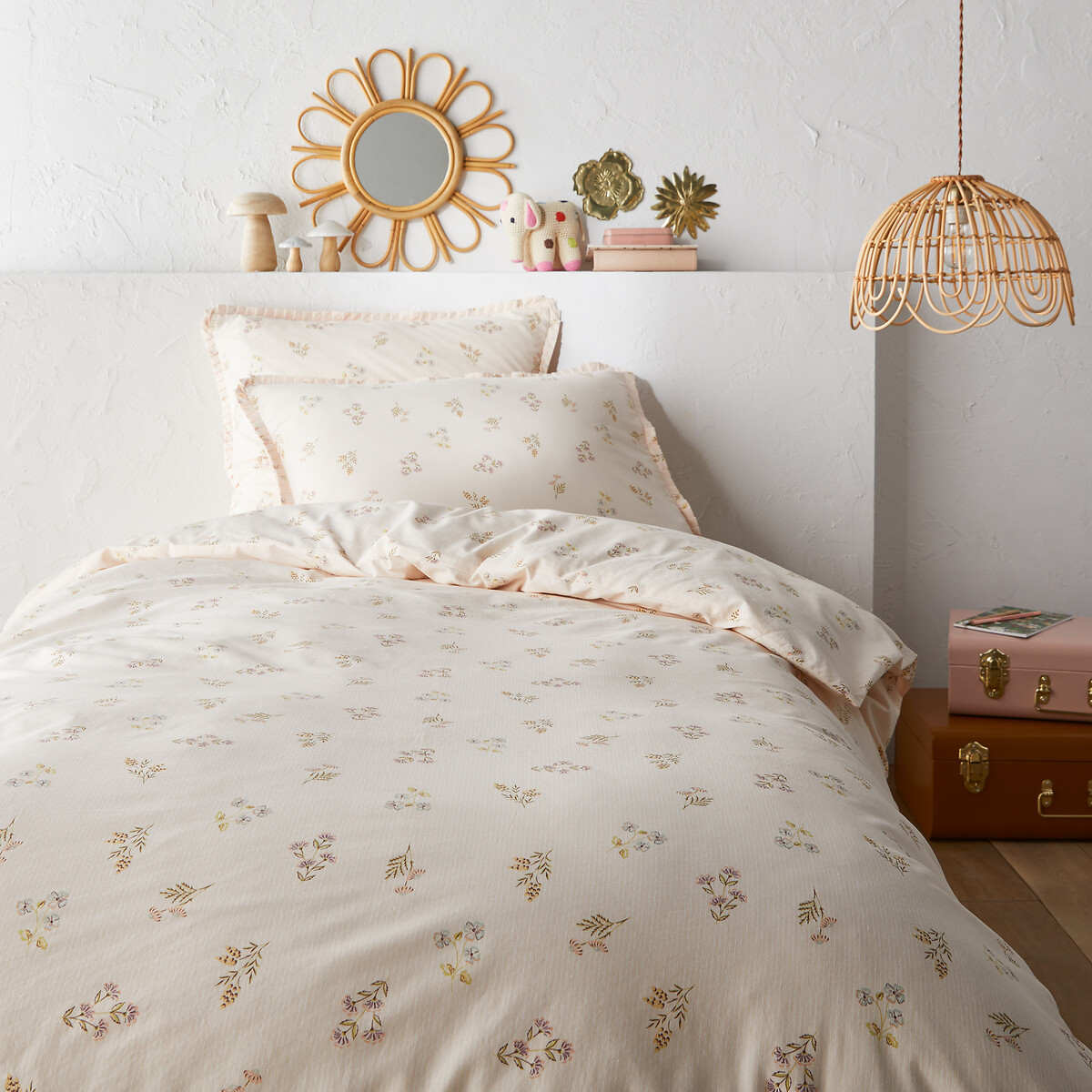 Housse de couette 50% coton recyclé, Camomille imprimé fleurs, LA REDOUTE INTERIEURS