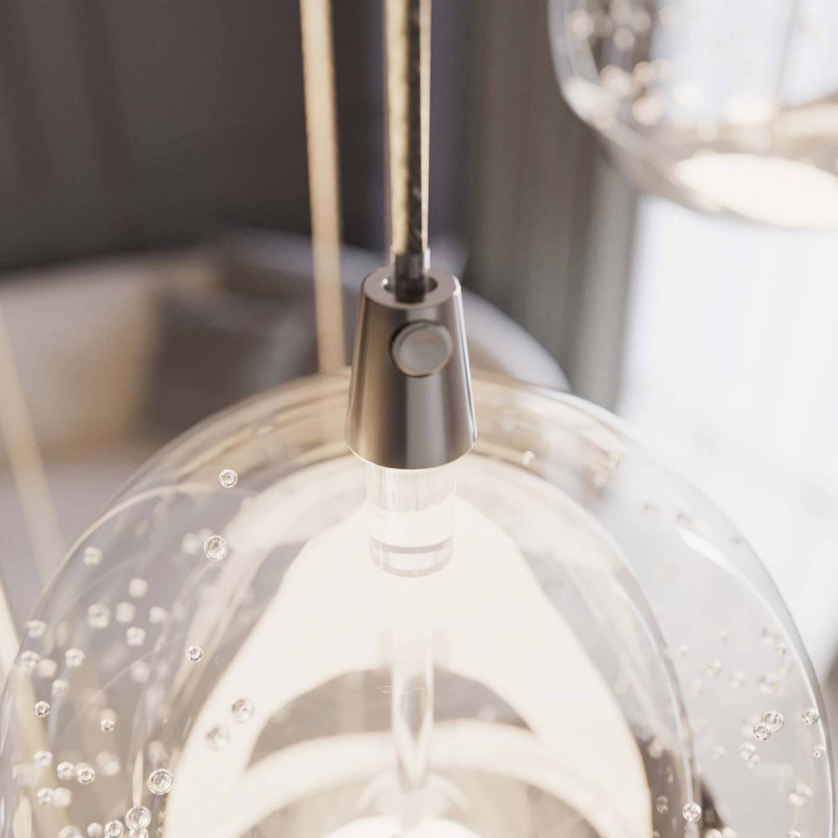 Suspension en verre designLED, Hayley clair, chrome, LUCANDE