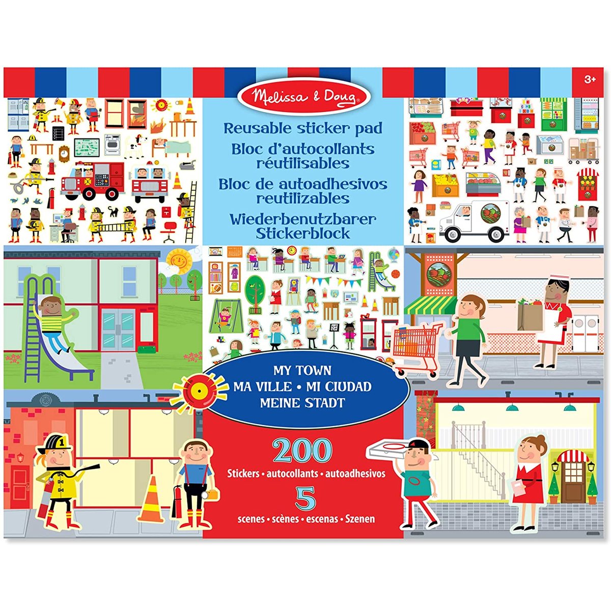 200 autocollants réutilisables - Ma ville bleu, MELISSA & DOUG