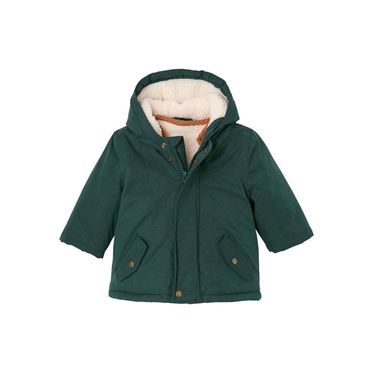 Parka 3 en 1 bébé avec gilet amovible en sherpa vert sapin, VERTBAUDET