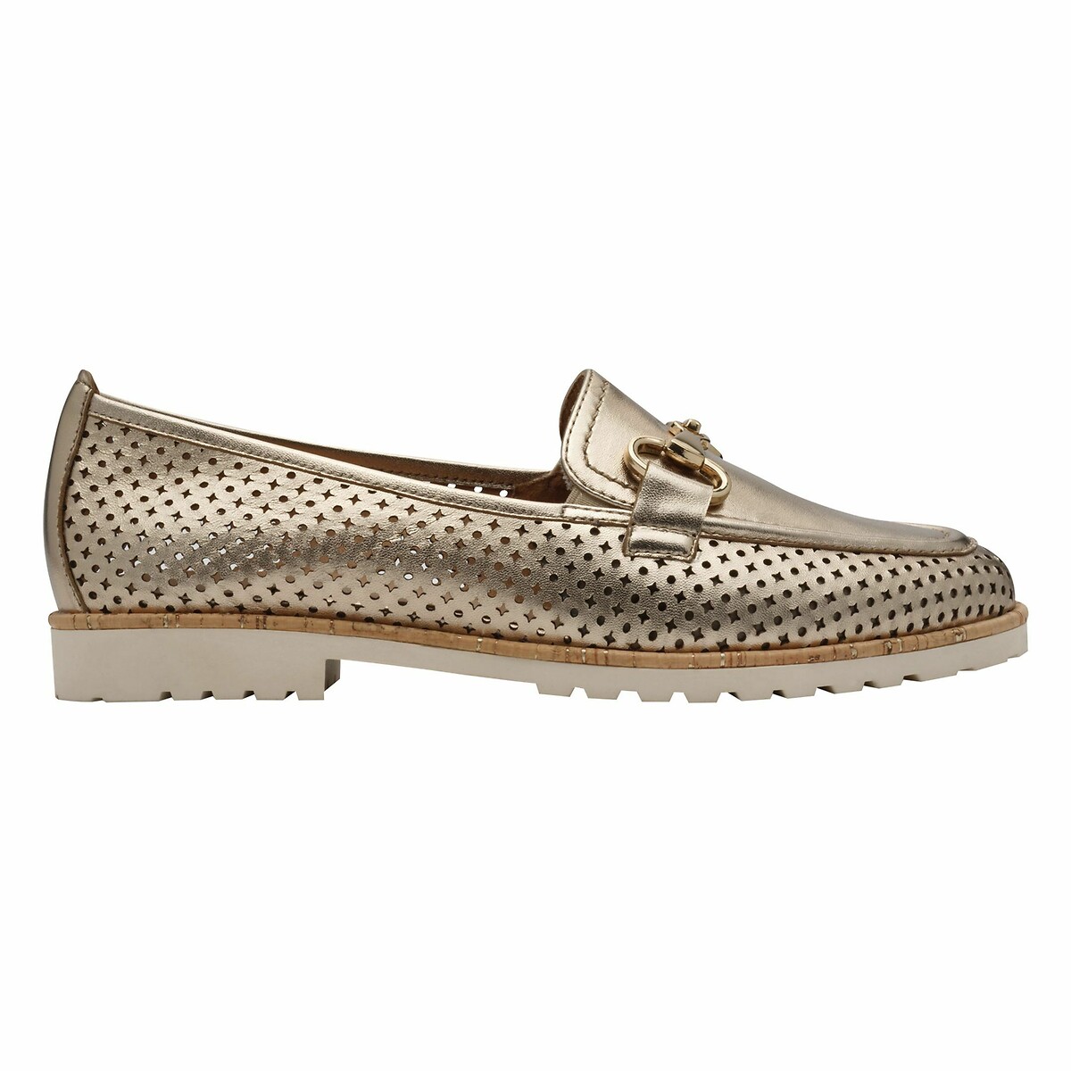 Openwork Leather Loafers gold-coloured, TAMARIS
