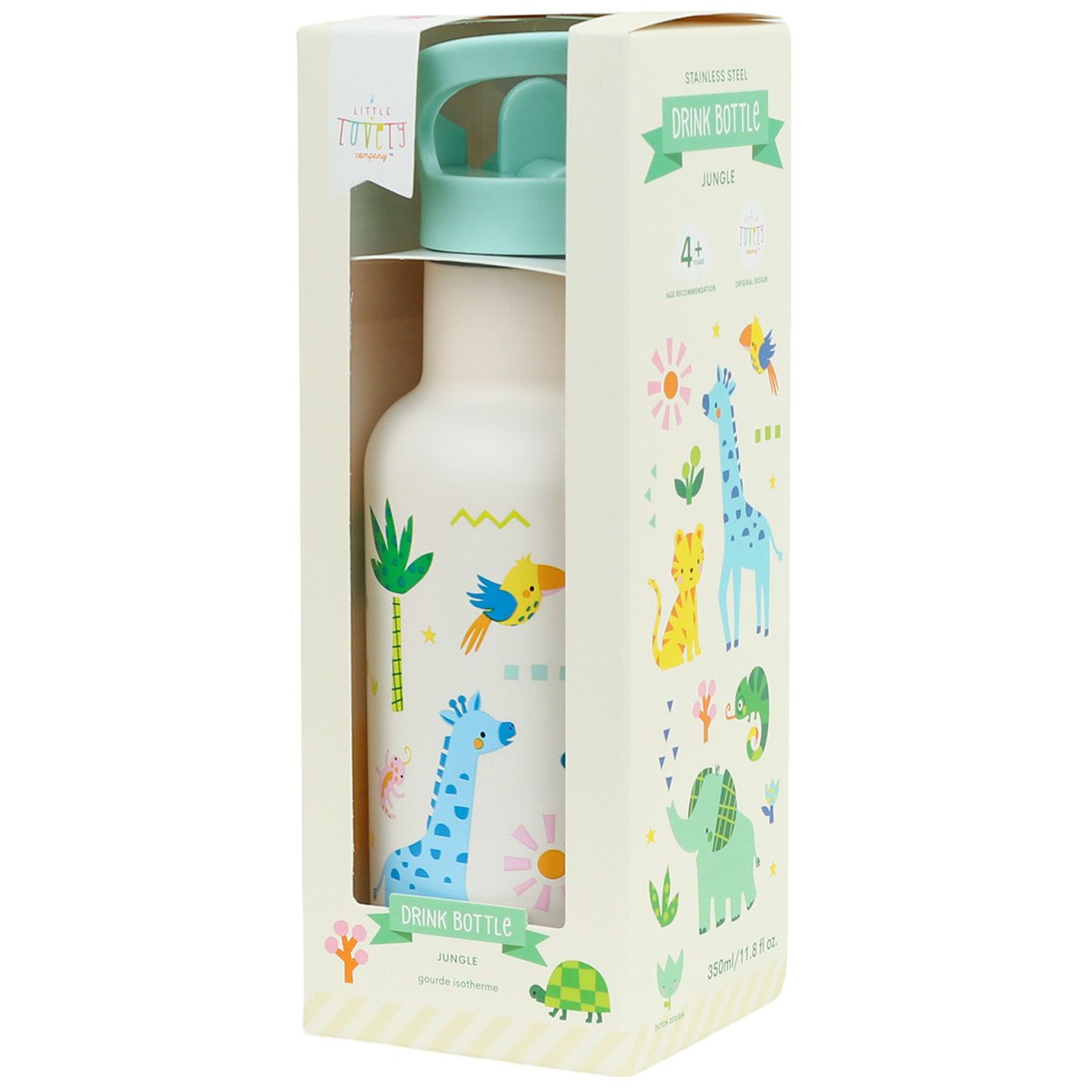 Gourde isotherme blanc, vert, bleu, A LITTLE LOVELY COMPANY