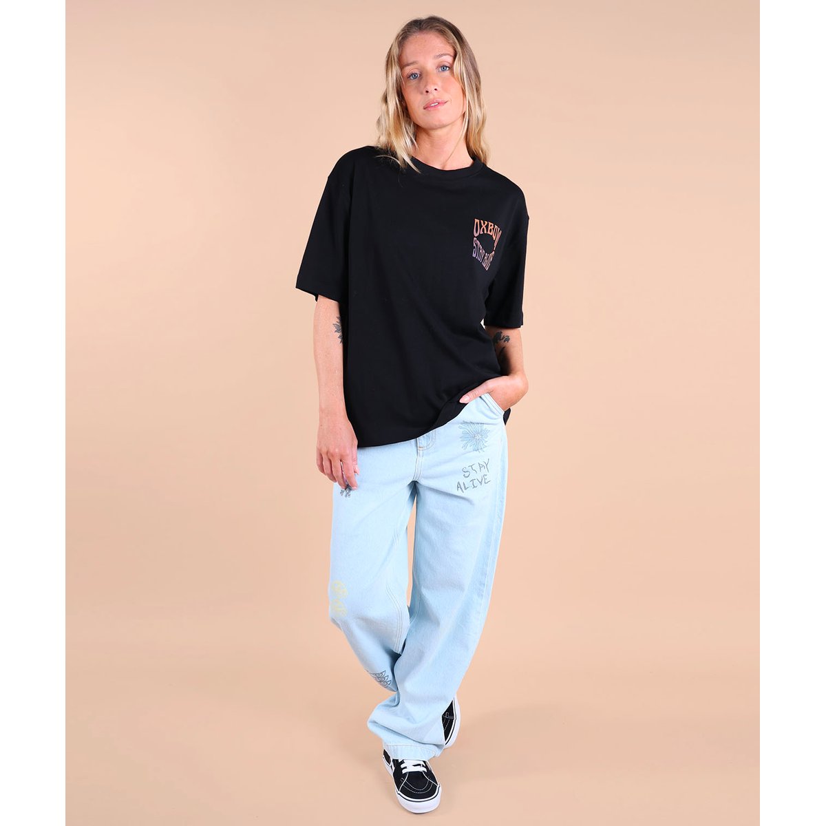 Tee-shirt printé poitrine et dos SHADED noir, OXBOW