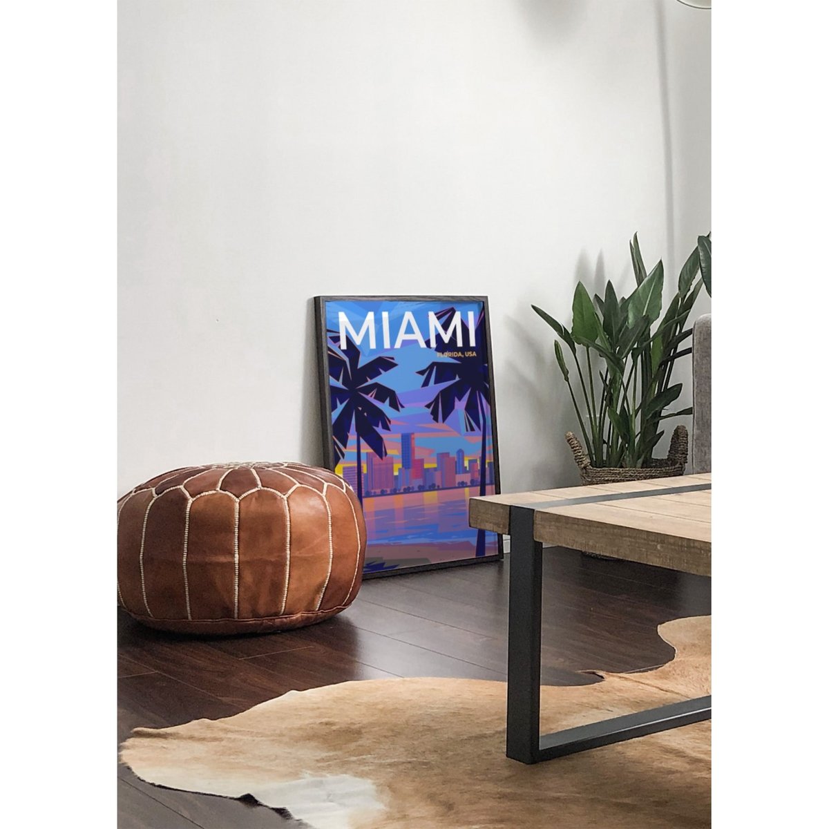 Affiche ville Miami 2 blanc, L'AFFICHERIE