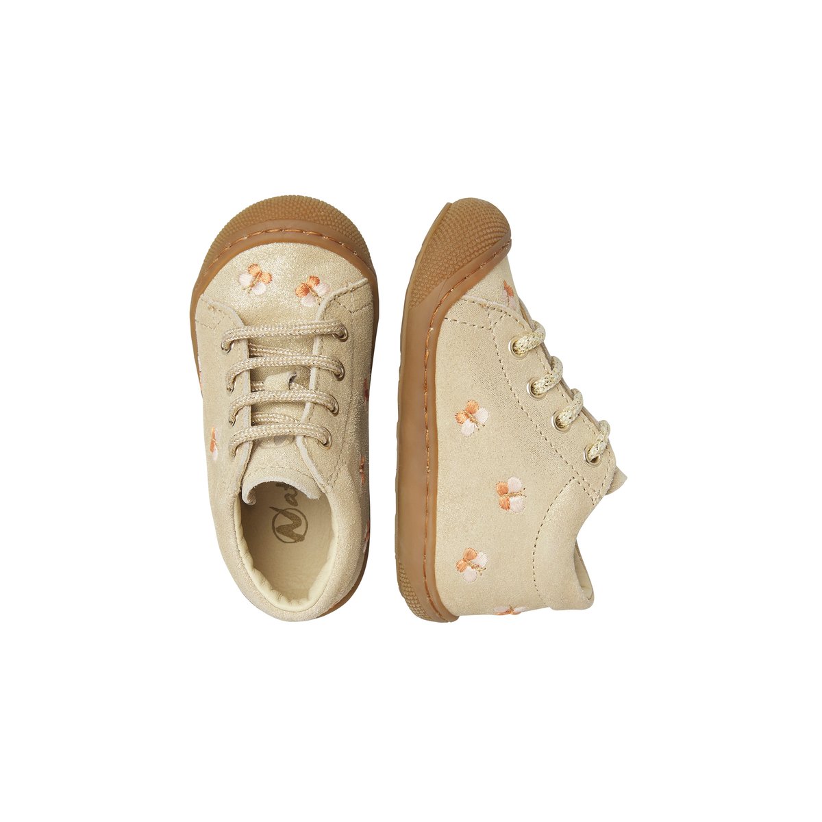 Chaussures premiers pas en suède COCOON EMBR.BUTTERFLY platine-marron, NATURINO
