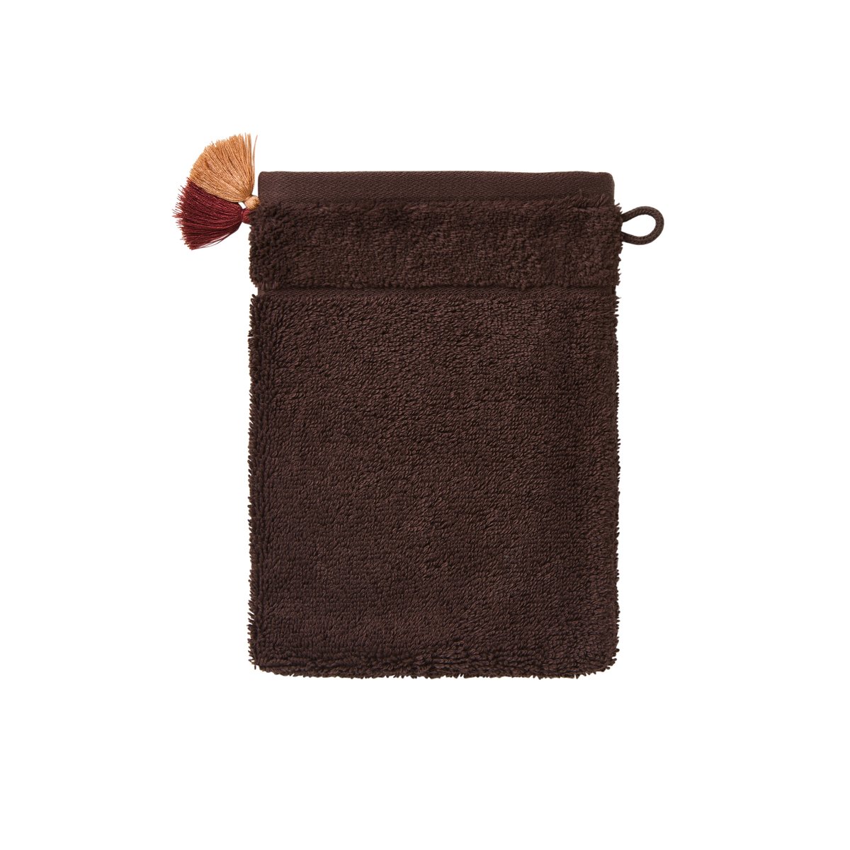 Gant de toilette AMARA chocolat, CARRE BLANC