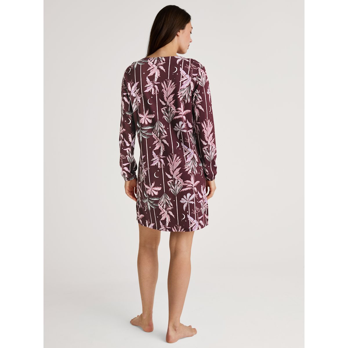 Chemise de nuit à manches longues, longueur 95 cm manches longues Coton FAVOURITES GROUND port royal red, CALIDA