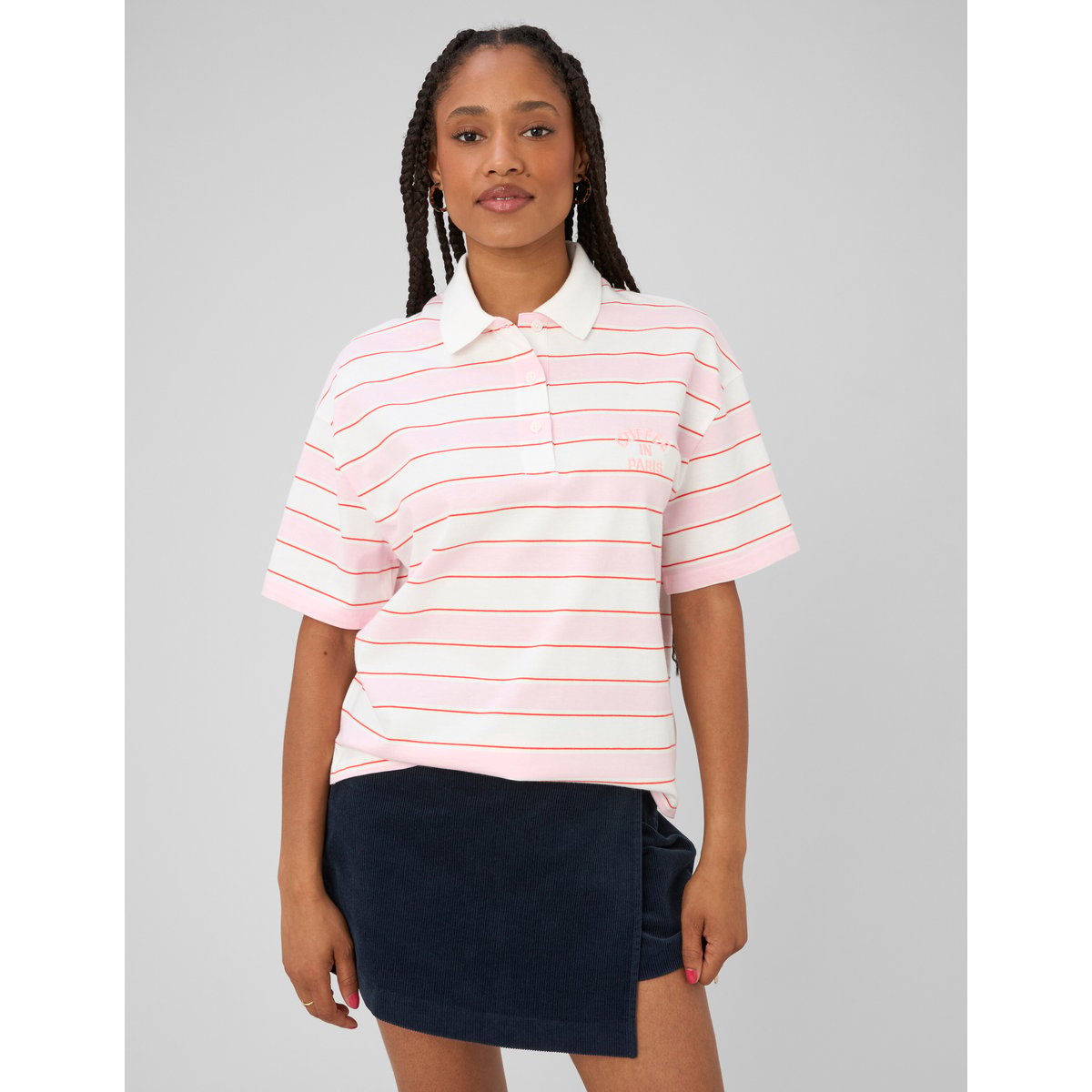 Polo rayé manches courtes multicolore, BZB