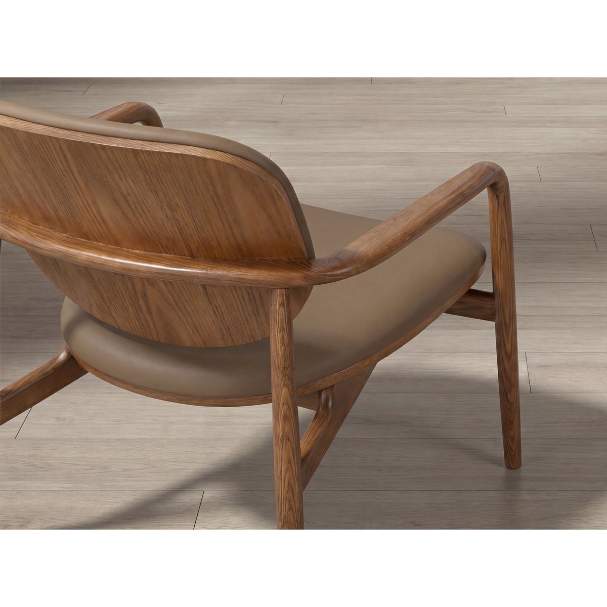 Fauteuil en similicuir taupe et noyer noyer | taupe, ANGEL CERDA