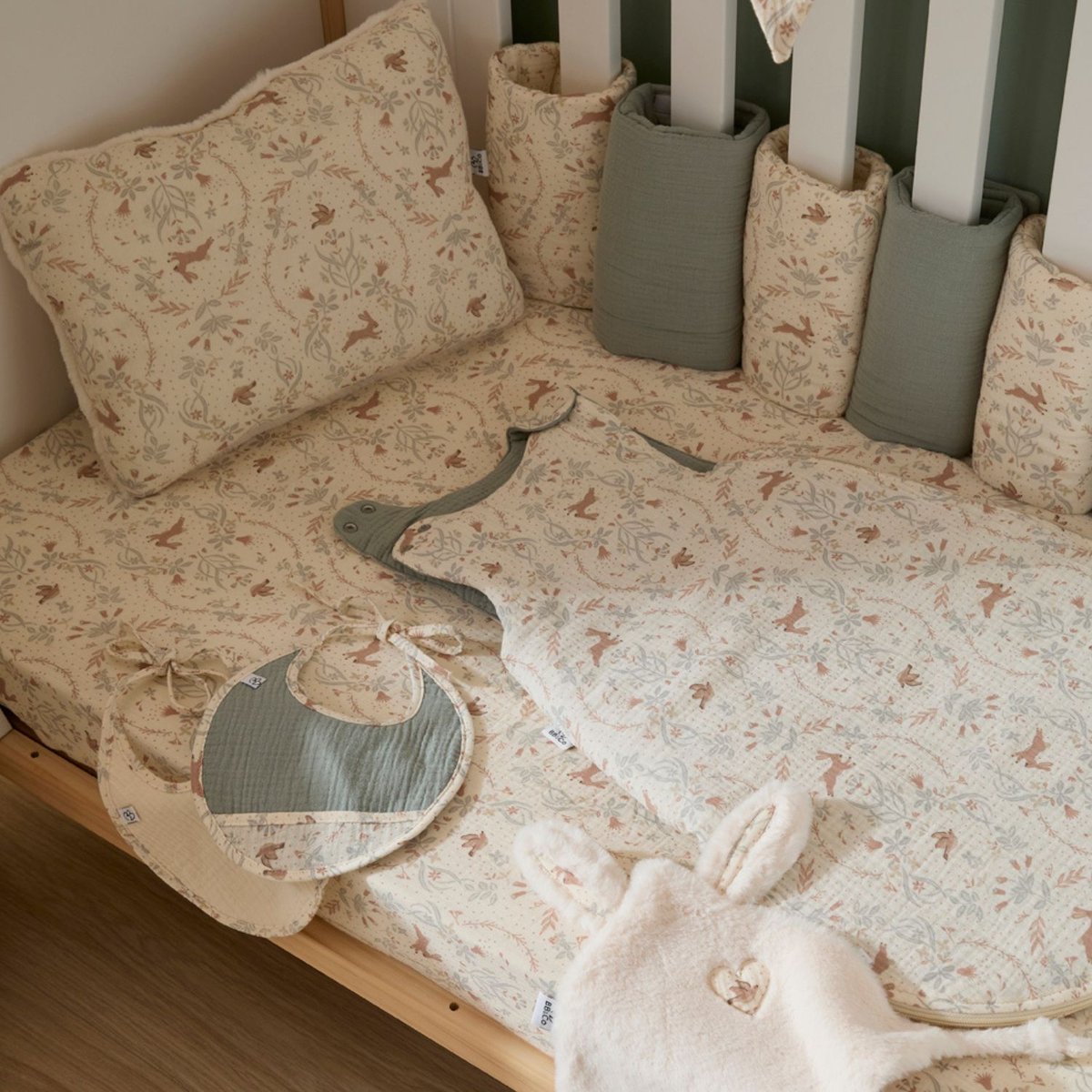 Gigoteuse gaze de coton (0-6 mois) vert de gris, BB & CO