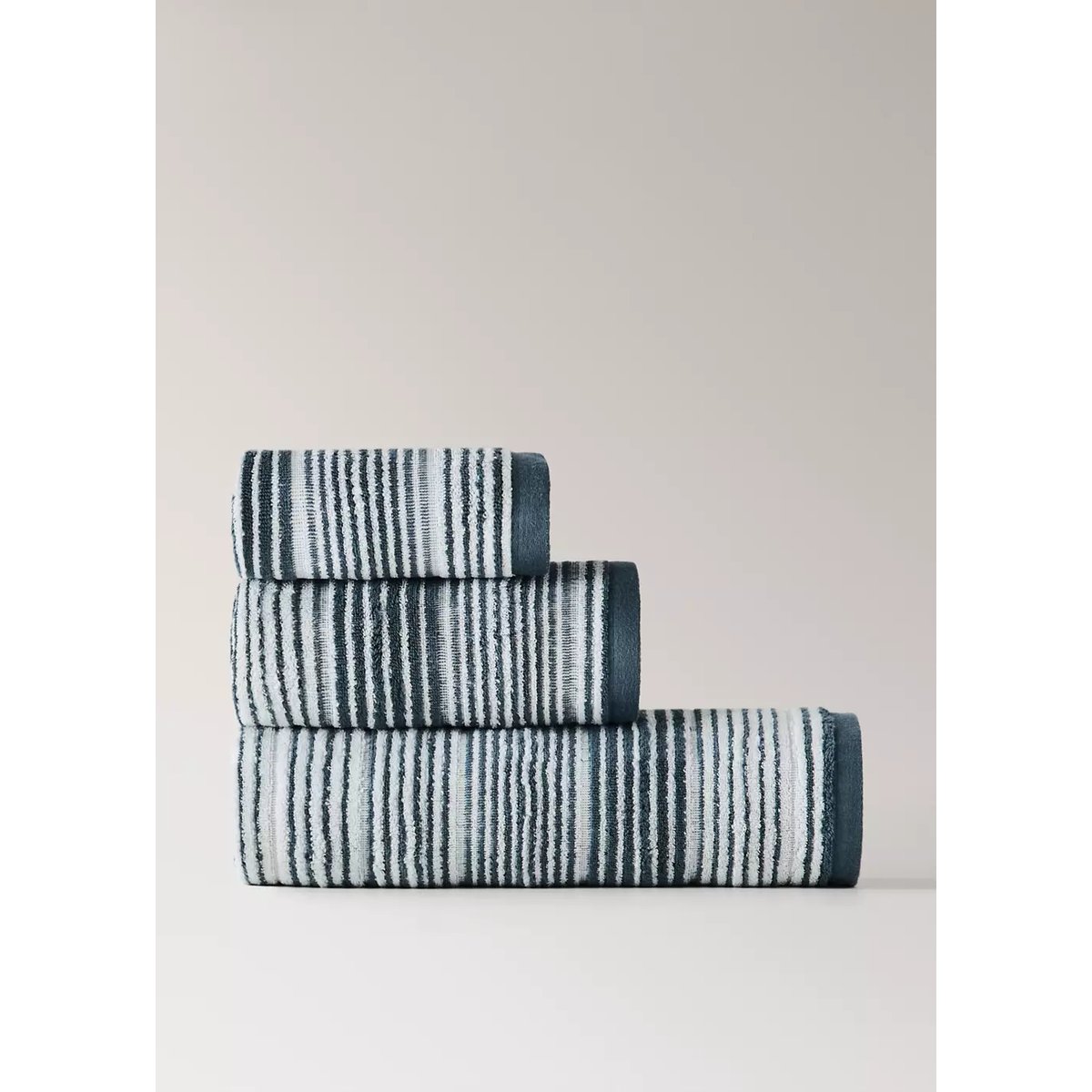 Drap de bain en coton bouclette à rayures bleu, MANGO HOME