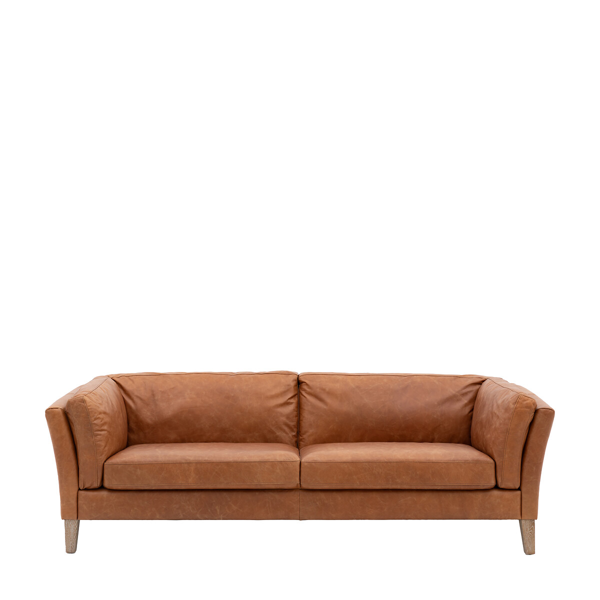 Nadiad Vintage Leather 3 Seater Sofa with Solid Wood Legs brown , ÉDITÉ