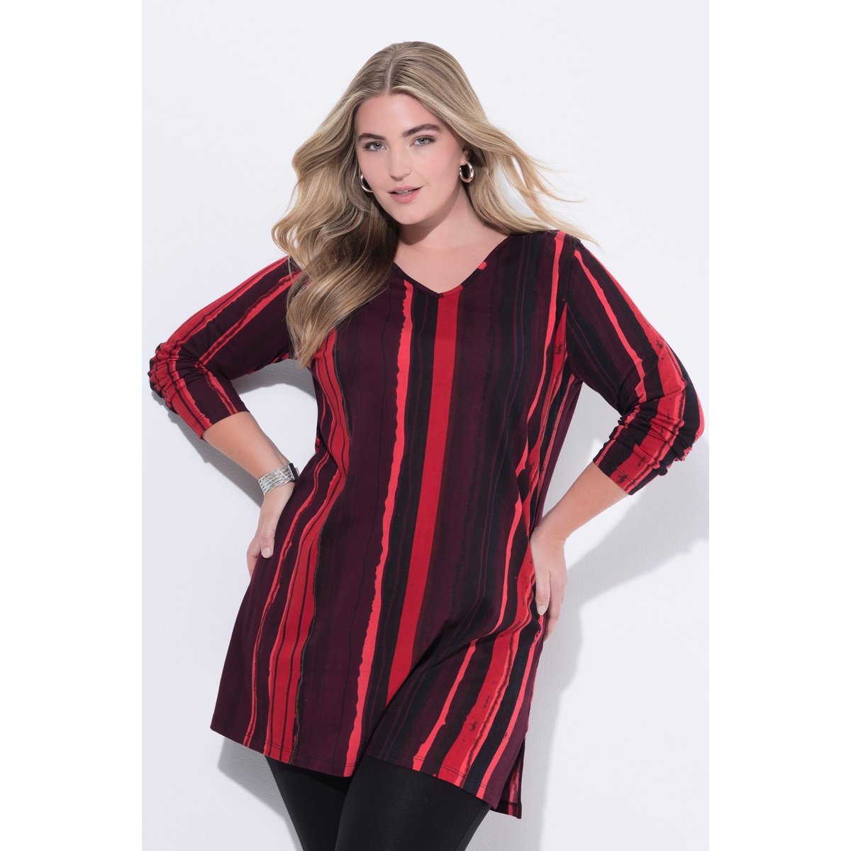 T-shirt long à motif batik rouge rubis, ULLA POPKEN