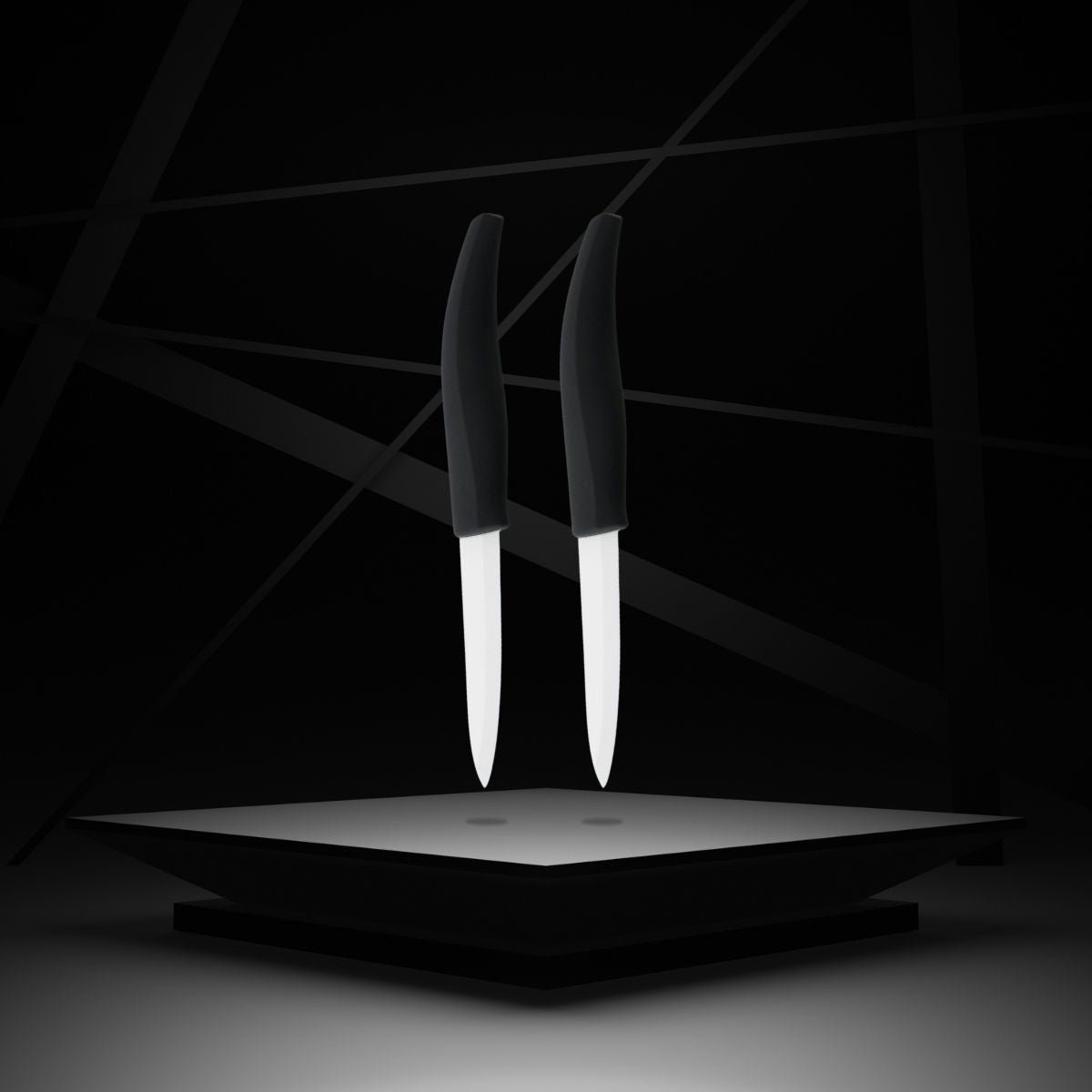 Lot de 2 couteaux de cuisine CERAMIQUE noir,blanc, NIROSTA