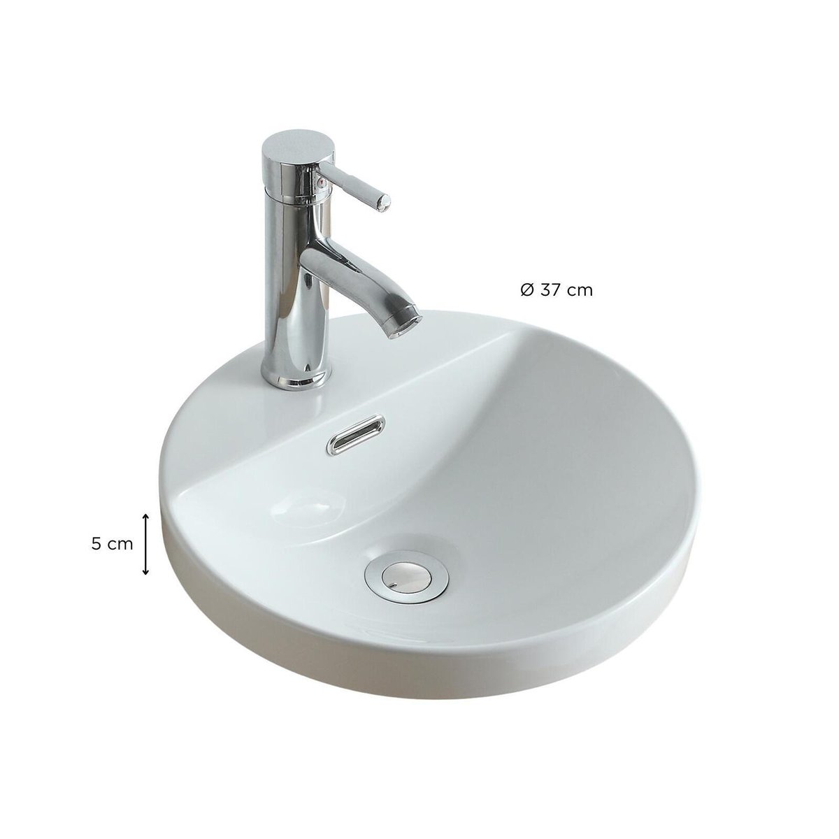 Vasque semi encastrée ronde en céramique blanche 37cm LEA blanc, MOB IN