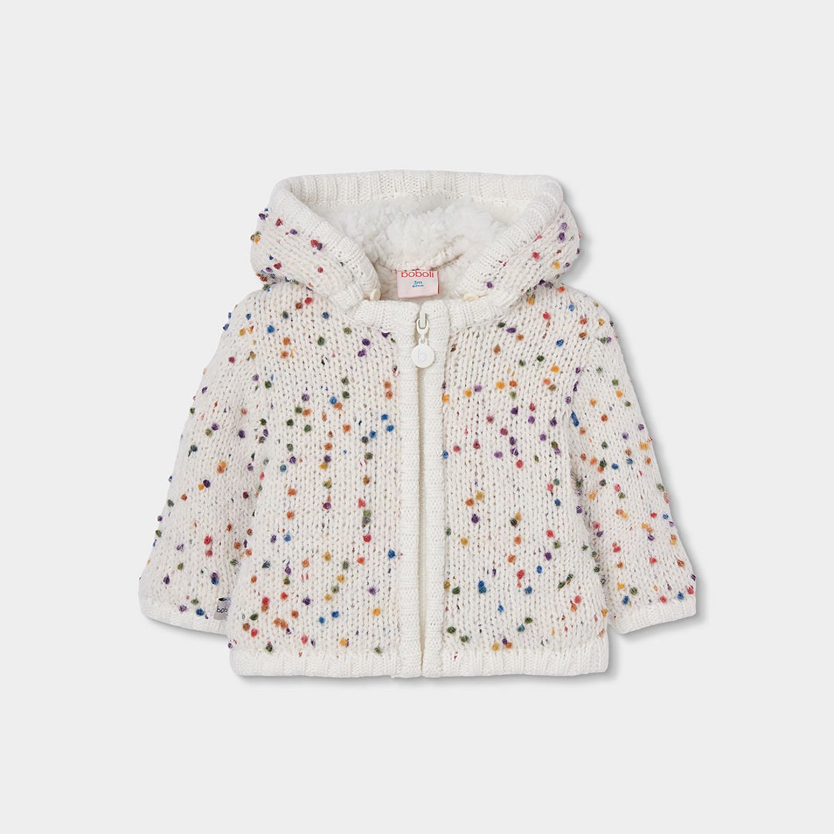 Veste bébé fille en maille avec points blanc, BOBOLI