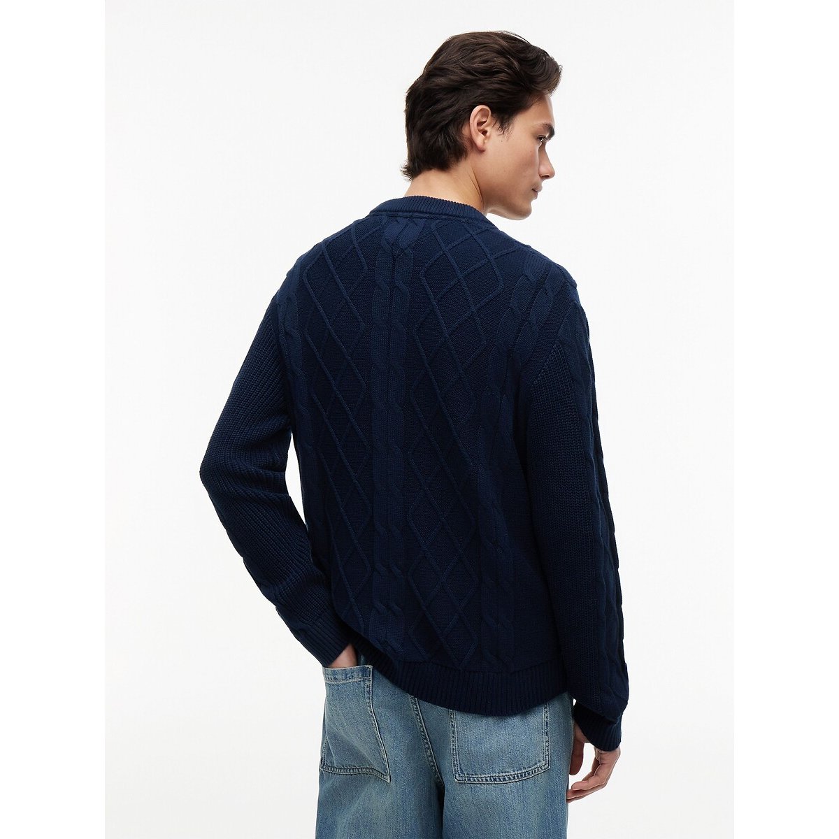 Camisola estruturada em malha grossa marinho, TOMMY JEANS