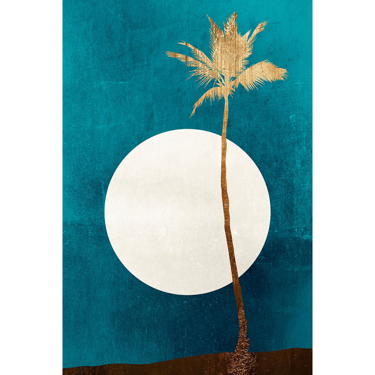 Tableau cocotier sur fond bleu tableau alu dibond, HEXOA